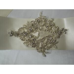 Wide ivory beaded wedding dress bridal belt sash,lace beaded bridal belt sash